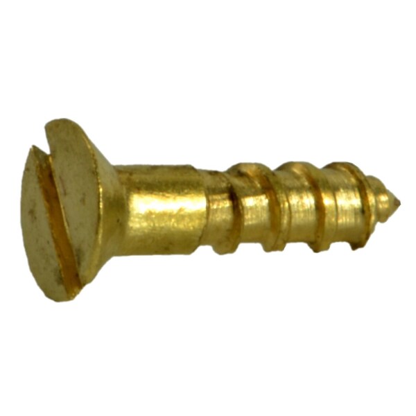 Midwest Fastener Wood Screw, #0, 1/4 in, Plain Brass Flat Head Slotted Drive, 40 PK 34621 - main